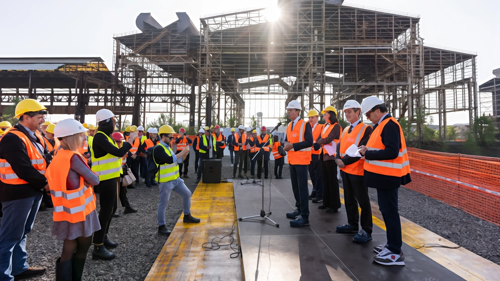 Il presidente della Regione Attilio Fontana al sopralluogo del primo cantiere aperto sulle ex Falck un anno fa Il presidente della Regione Attilio Fontana al sopralluogo del primo cantiere aperto sulle ex Falck un anno fa