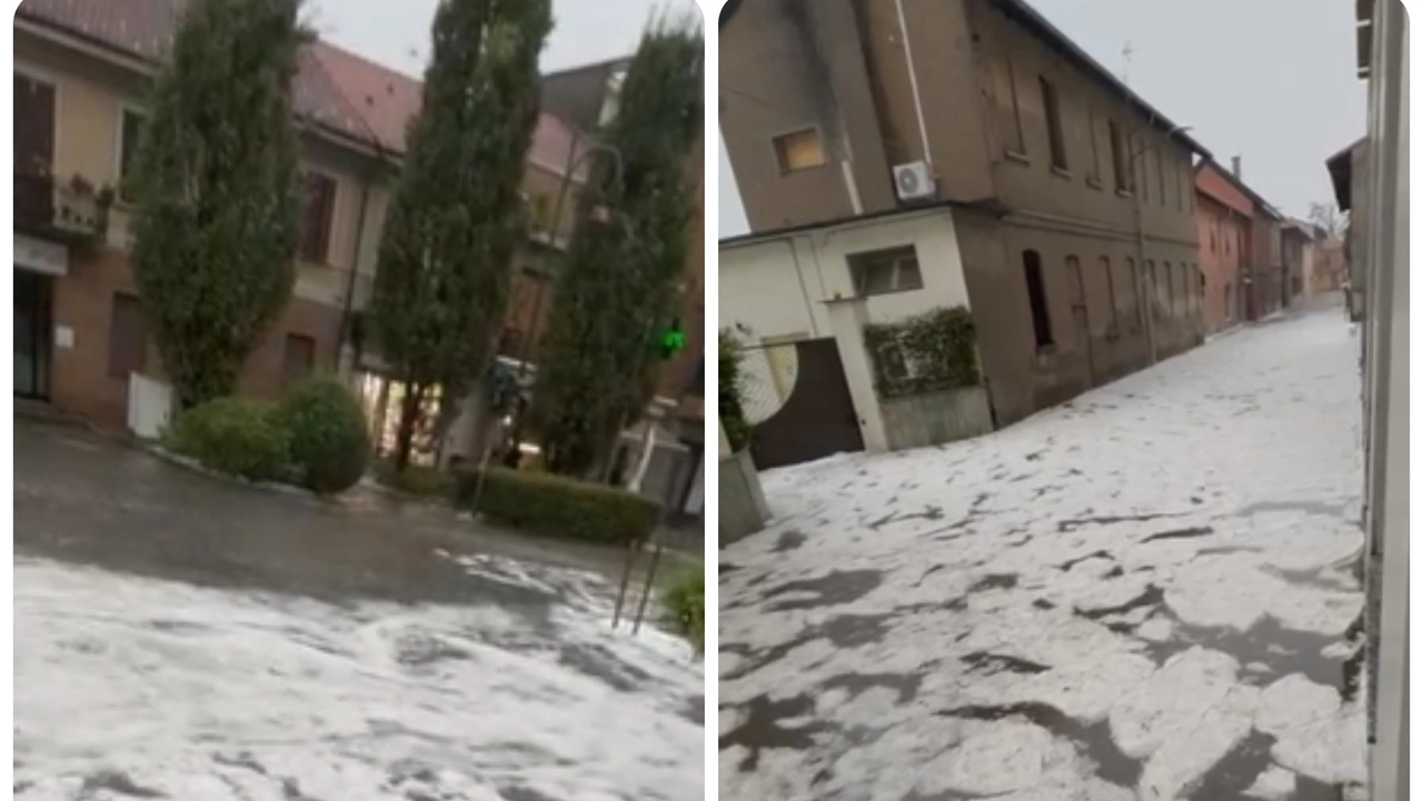 Turbigo imbiancata dalla grandine (Frame video)