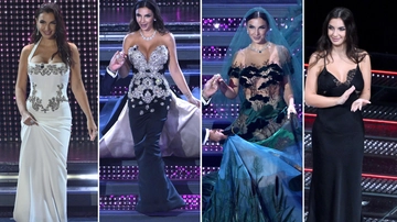 Elettra Lamborghini, i look a Sanremo 2025: total white, abito da principessa, velo verde. Camicia da notte nel finale