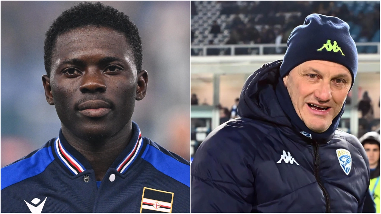 Il centrocampista sampdoriano Ebenezer Akinsanmiro e l'allenatore bresciano Pierpaolo Bisoli Il centrocampista sampdoriano Ebenezer Akinsanmiro e l'allenatore bresciano Pierpaolo Bisoli
