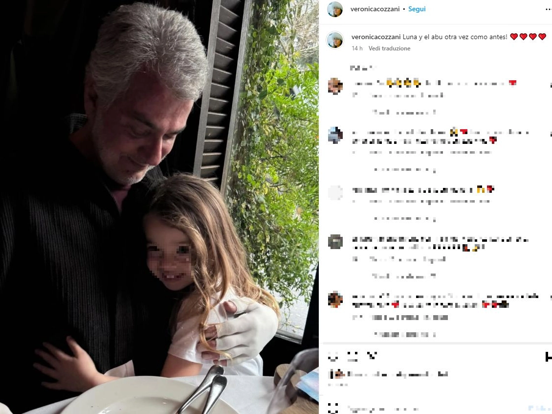 Gustavo Rodriguez e la nipote Luna, figlia di Belen Rodrigue e Antonino Spinalbese (Foto Instagram Veronica Cozzani)