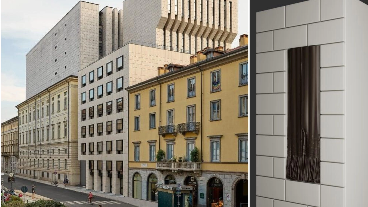 L'edificio progettato dall’architetto Carlo Botta e l’opera vincitrice del concorso L'edificio progettato dall’architetto Carlo Botta e l’opera vincitrice del concorso