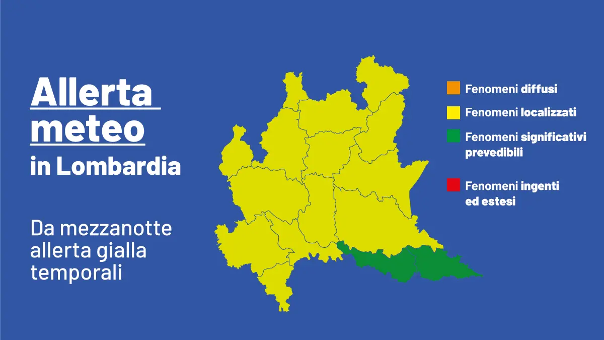 Meteo, allerta gialla in Lombardia per possibili forti temporali