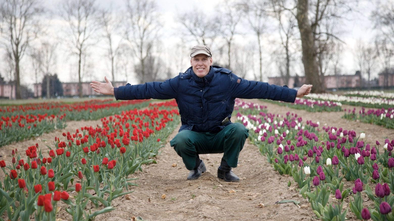 Edwin Koeman in mezzo ai suoi tulipani