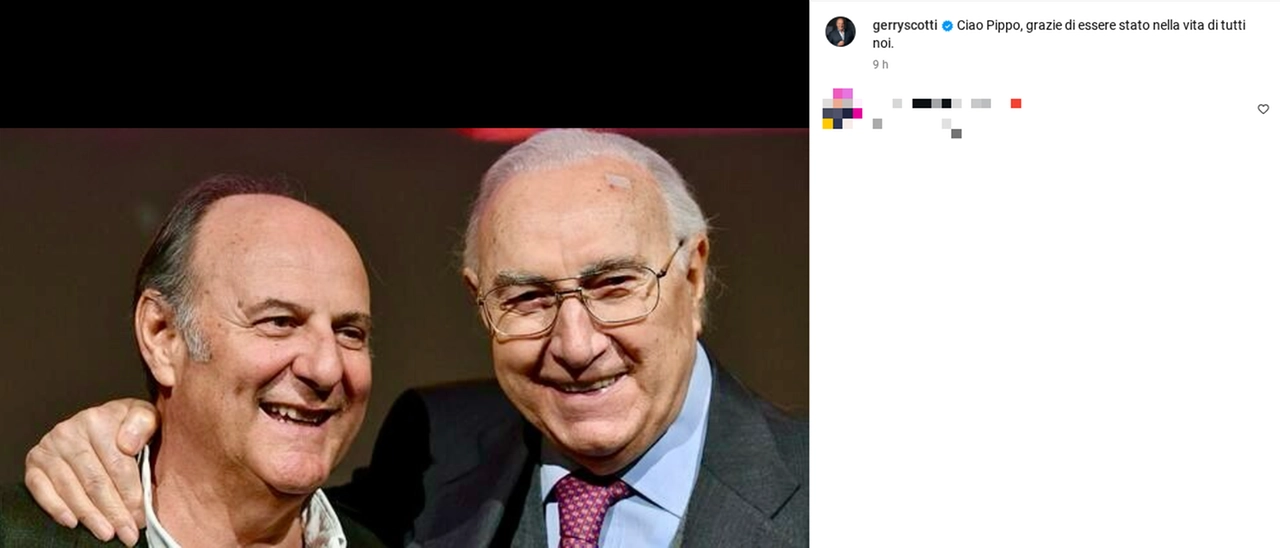 Il post Instagram di Gerry Scotti dedicato a Pippo Baudo