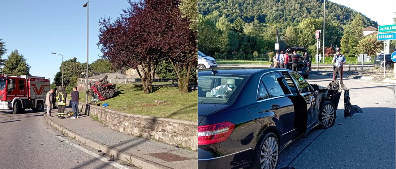 Incidente a Borgo di Terzo, schianto tra auto alla rotonda: morto 20enne, imprigionato tra le lamiere