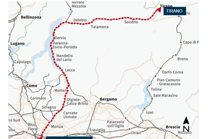 La linea ferroviaria Milano-Lecco-Tirano