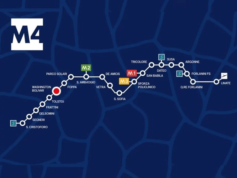 Il percorso completo della M4 da San Cristoforo a Linate