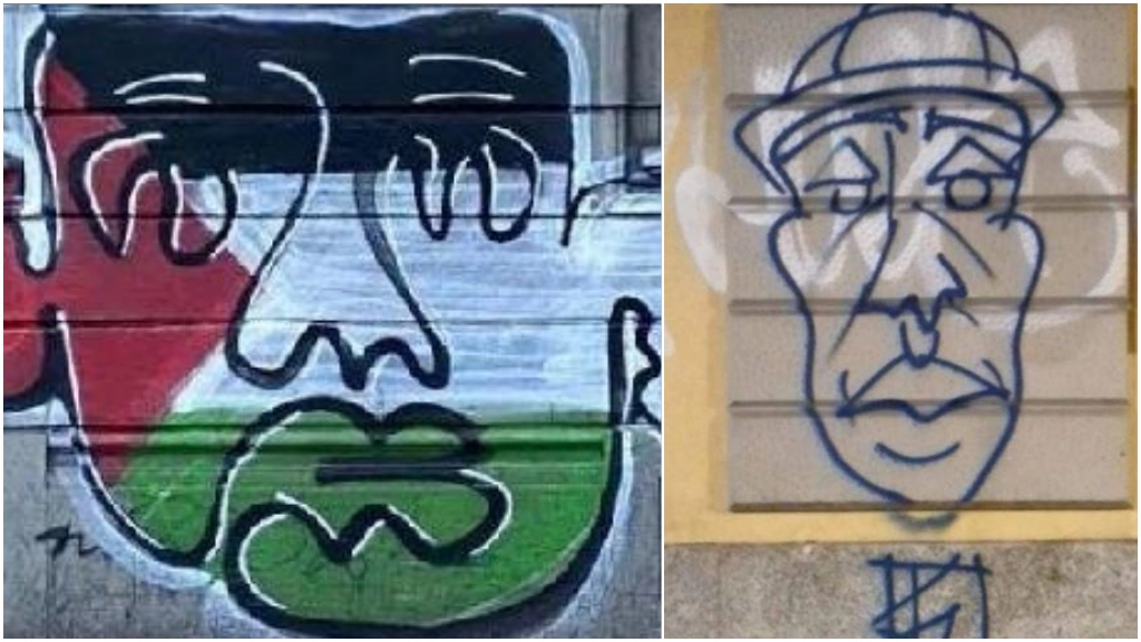 Due face tag sui muri di Milano