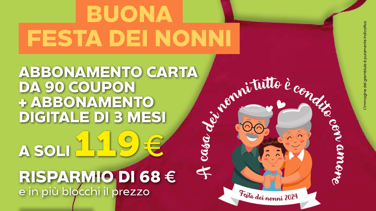 In esclusiva, con l’abbonamento in regalo l’originale grembiule da cucina con la scritta "A casa dei nonni tutto è condito con amore" In esclusiva, con l’abbonamento in regalo l’originale grembiule da cucina con la scritta "A casa dei nonni tutto è condito con amore"