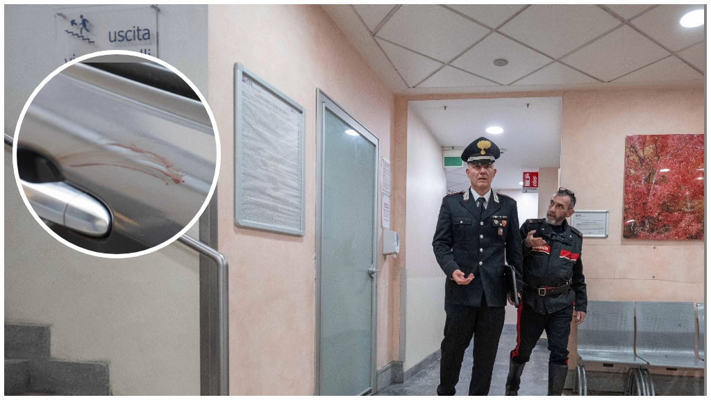 I carabinieri nell'ospedale e le tracce di sangue su un'auto