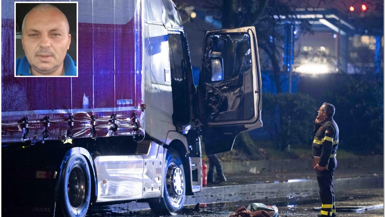 Petre Giurma (nel riquadro), l'autista morto nell'incendio del camion in via Toffetti a Milano