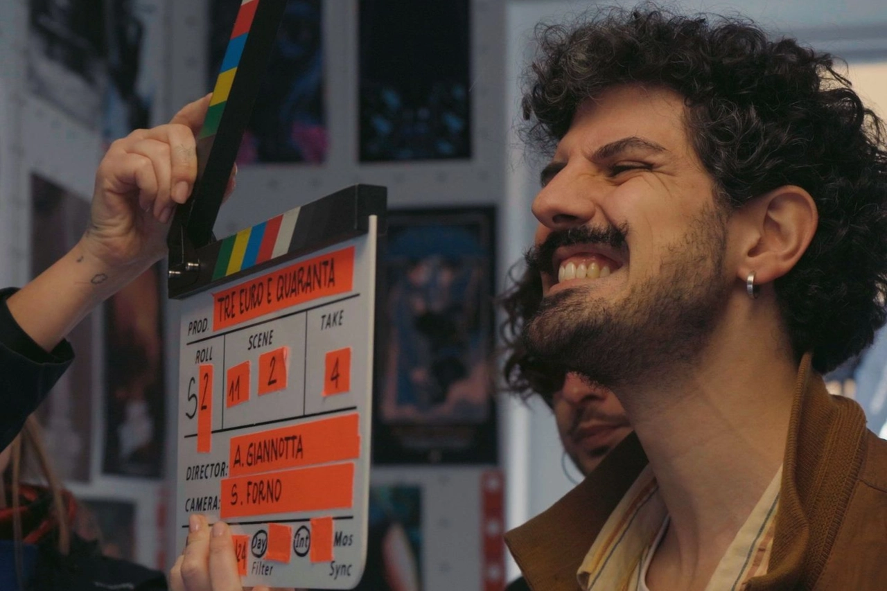Antonino Giannotta durante la lavorazione del film