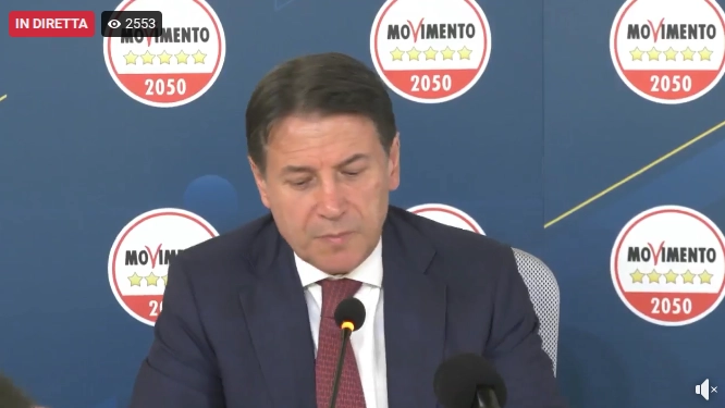 Giuseppe Conte, un frame della diretta della conferenza stampa