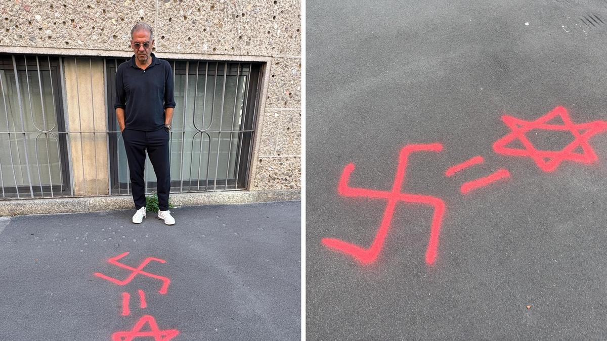 Graffiti antisemiti davanti allo studio di Ruggero Gabbai, il regista della Shoah che ha girato il film su Liliana Segre Graffiti antisemiti davanti allo studio di Ruggero Gabbai, il regista della Shoah che ha girato il film su Liliana Segre