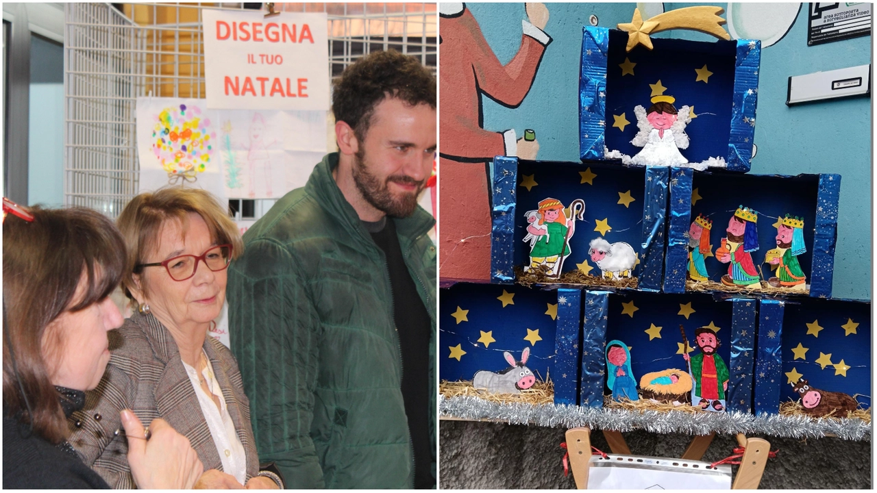 La premiazione; a destra, il presepe della scuola d'infanzia Gajo La premiazione; a destra, il presepe della scuola d'infanzia Gajo