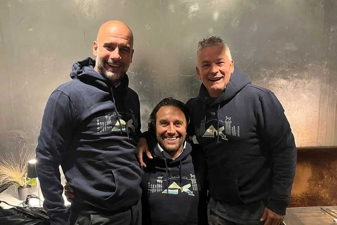 Pep Guardiola, Luca Toni e Roberto Baggio insieme a Brescia (dal profilo Instagram di Roberto Baggio)