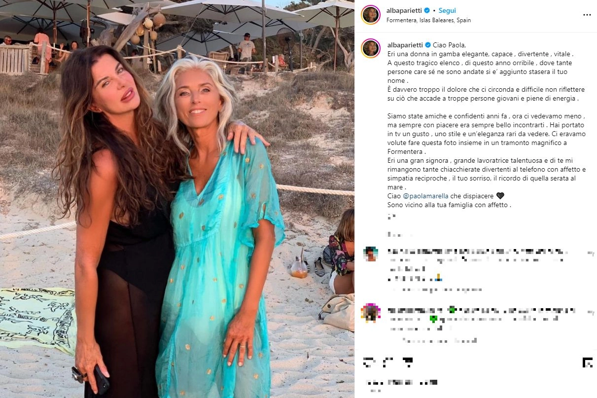 Il post di Alba Parietti su Instagram dedicato a Paola Marella