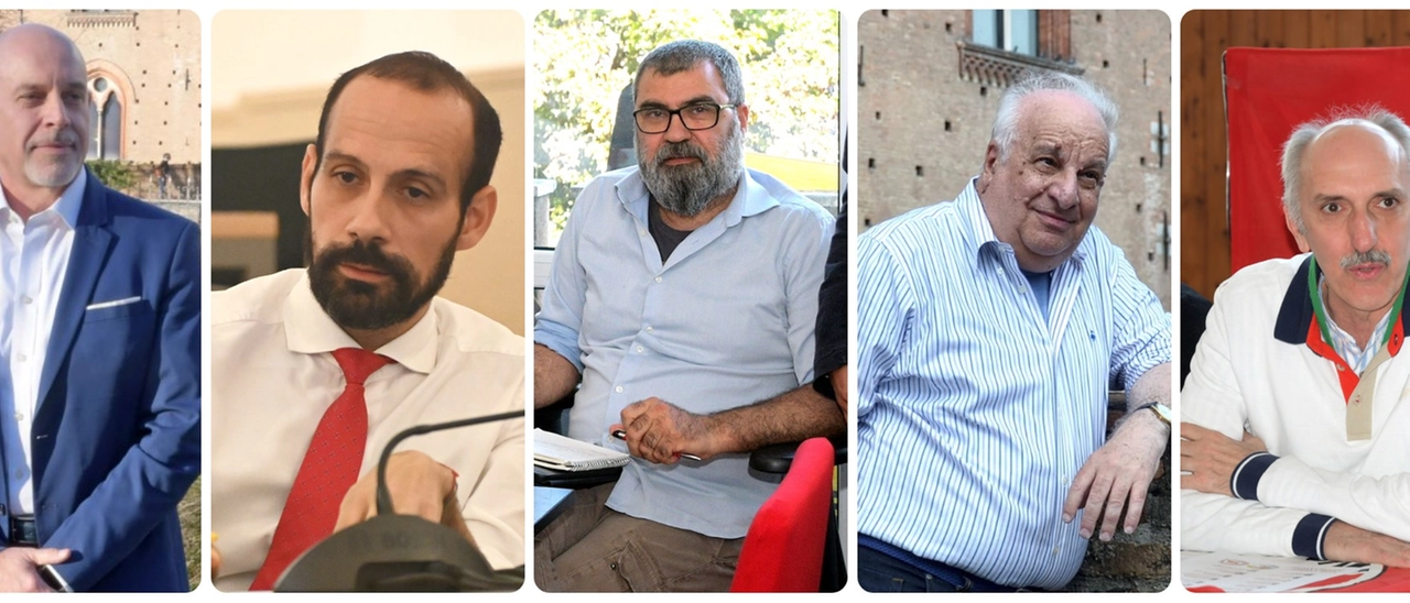 Da sinsitra, Alessandro Cantoni (candidato di centrodestra), Michele Lissia (centrosinistra), Francesco Signorelli (Potere al popolo), Francesco Grisolia (Partito comunista del lavoratori), Paolo Walter Cattaneo (Prc)