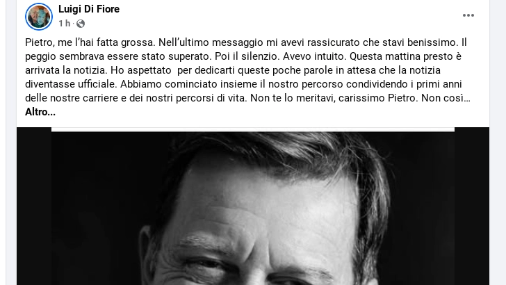 Il post di Luigi Di Fiore su Facebook