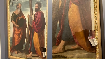 Brescia, turista inciampa e squarcia lo ‘Stendardo dei Disciplini’ del Moretto in mostra (un danno al quadro da migliaia di euro)