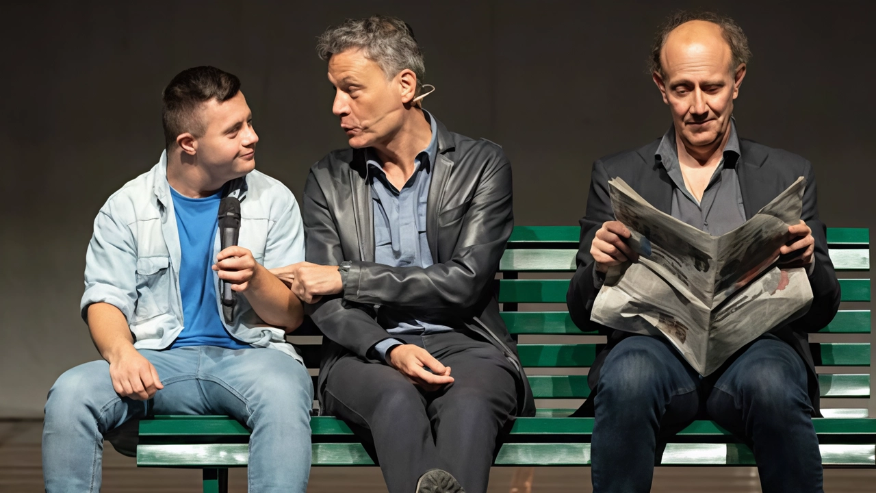 Lo staff del Veliero nel cantiere di Villa Valentina A lato uno degli attori speciali sul palco con Ale e Franz Lo staff del Veliero nel cantiere di Villa Valentina A lato uno degli attori speciali sul palco con Ale e Franz
