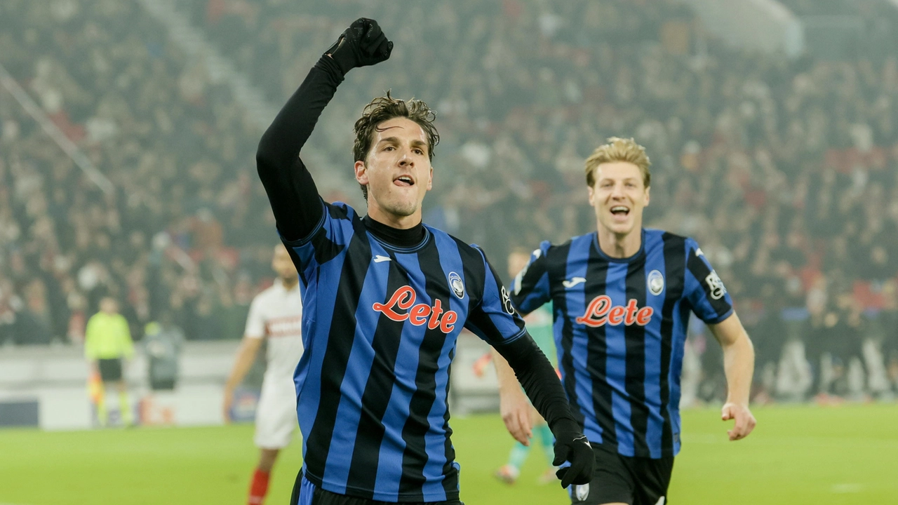 Nicolò Zaniolo festeggia il 2-0 allo Stoccarda Nicolò Zaniolo festeggia il 2-0 allo Stoccarda