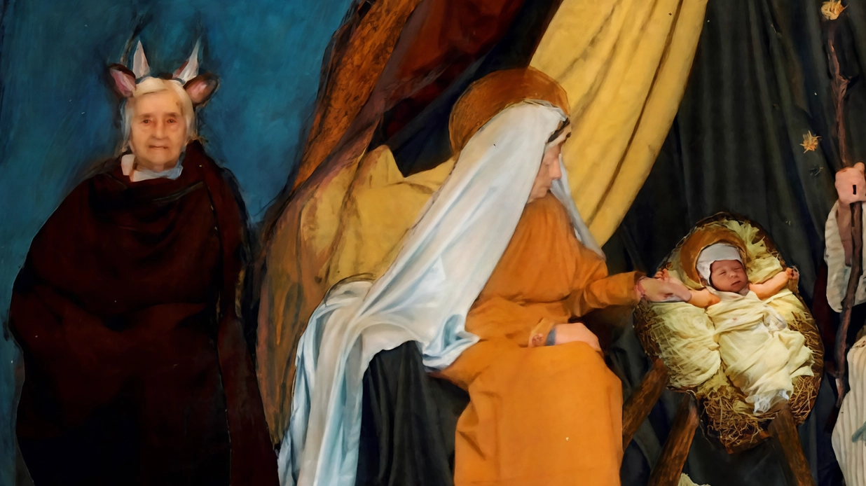 La tradizionale rappresentazione vivente della nascita di Gesù si trasforma attraverso le immagini interpretate dalle 60 ospiti delle Misercordine. La tradizionale rappresentazione vivente della nascita di Gesù si trasforma attraverso le immagini interpretate dalle 60 ospiti delle Misercordine.