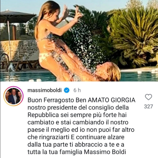 Il commento di Massimo Boldi sotto al post di Giorgia Meloni: "Hai cambiato e stai cambiando il nostro Paese"