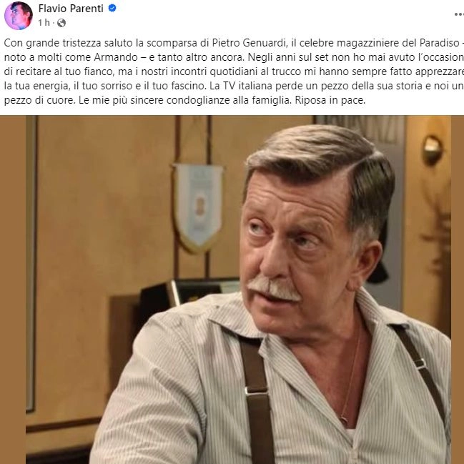 Il post Facebook di Flavio Parenti in ricordo di Pietro Genuardi