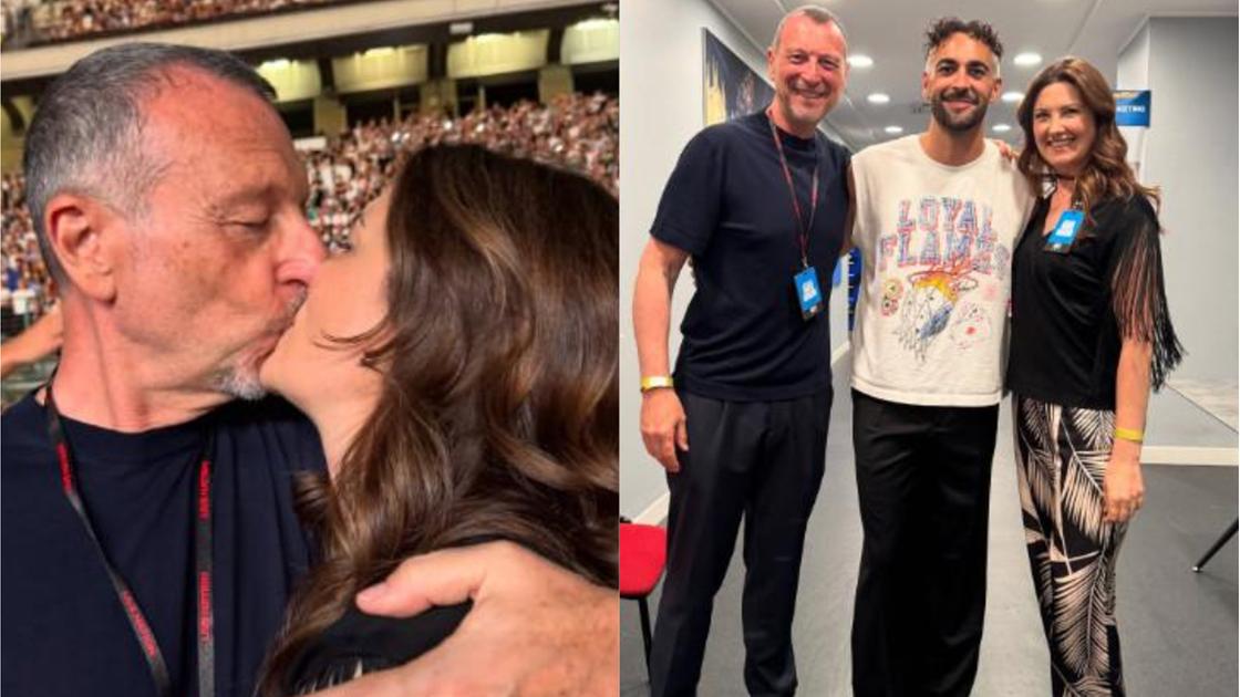 Amadeus e Giovanna Civitillo romantici a San Siro: selfie e baci al concerto di Marco Mengoni Amadeus e Giovanna Civitillo romantici a San Siro: selfie e baci al concerto di Marco Mengoni