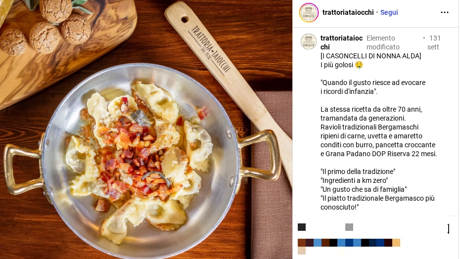 I casoncelli di Nonna Alda (Foto Instagram, Trattoria Taiocchi)