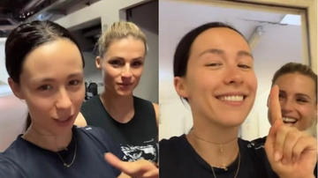 Michelle Hunziker e Aurora Ramazzotti scherzano sui pantaloni “contesi”: “Adesso mi rubi i jeans?”