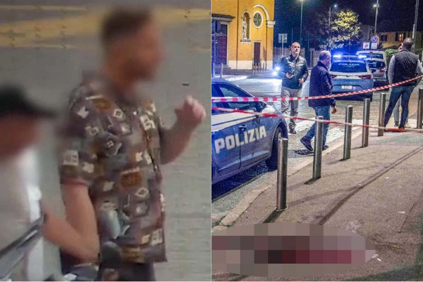 Nazzareno Calajò immortalato durante le indagini; a destra il luogo dove venne ucciso Vittorio Boiocchi