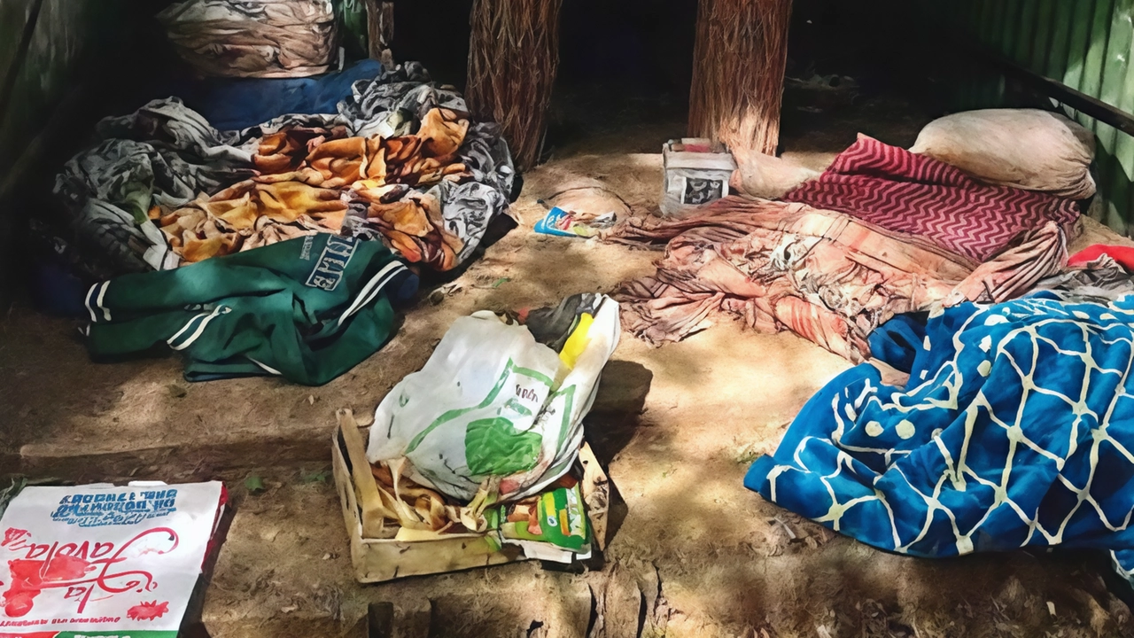 La struttura realizzata dagli spacciatori nella boscaglia del Parco delle Groane La struttura realizzata dagli spacciatori nella boscaglia del Parco delle Groane