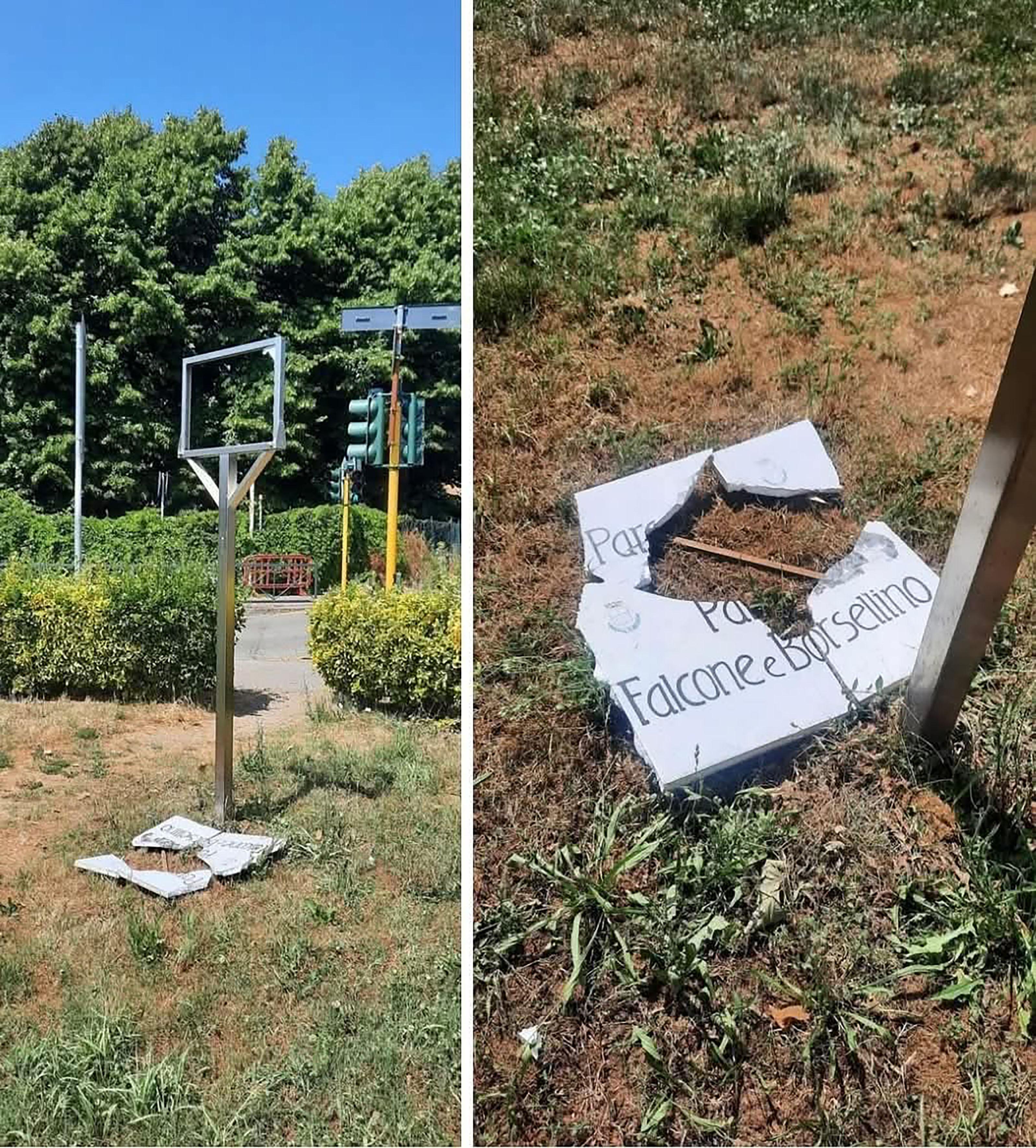 vandali contro falcone e borsellino a bollate distrutta la targa commemorativa