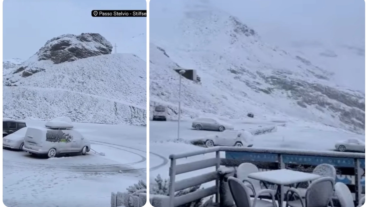 Neve al Passo dello Stelvio il 29 e 30 agosto (Frame video Passione Neve & Montagna)