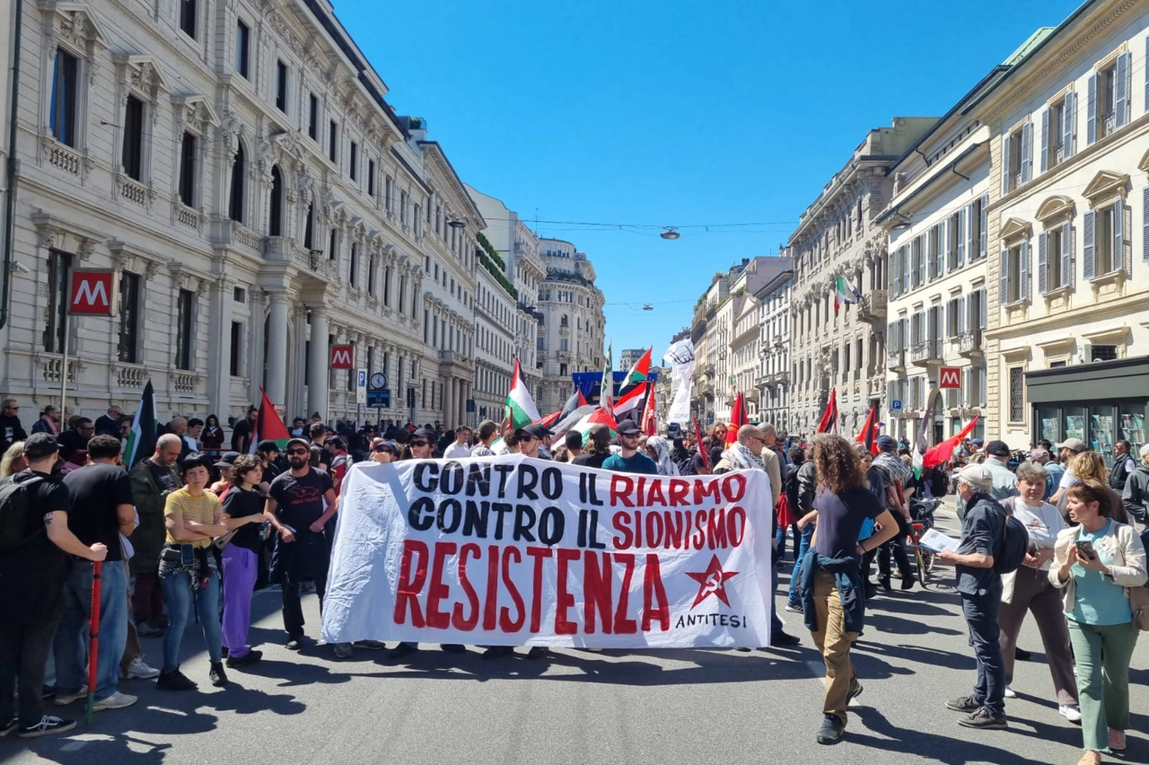 Il concentramento pro Pal a Palestro (foto Fasani/Ansa)