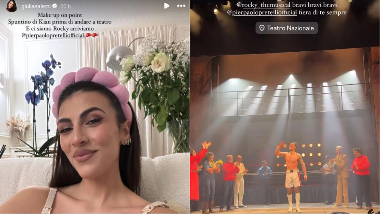 Giulia Salemi entusiasta per lo spettacolo in scena al Teatro Nazionale di Milano: nei panni di Rocky Balboa c'è il compagno Pierpaolo Pretelli (Instagram @giuliasalemi) Giulia Salemi entusiasta per lo spettacolo in scena al Teatro Nazionale di Milano: nei panni di Rocky Balboa c'è il compagno Pierpaolo Pretelli (Instagram @giuliasalemi)