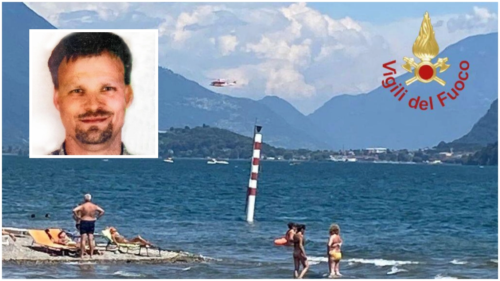 Le ricerche con l'elicottero dei vigili del fuoco e, nel riquadro, Fraedrich Tim Le ricerche con l'elicottero dei vigili del fuoco e, nel riquadro, Fraedrich Tim