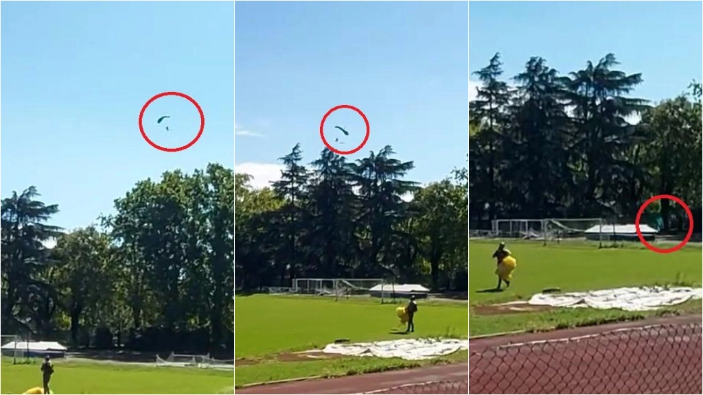 Desio, paracadutista precipita durante un'esibizione alla Festa dello Sport (Frame video profilo facebook pubblico)