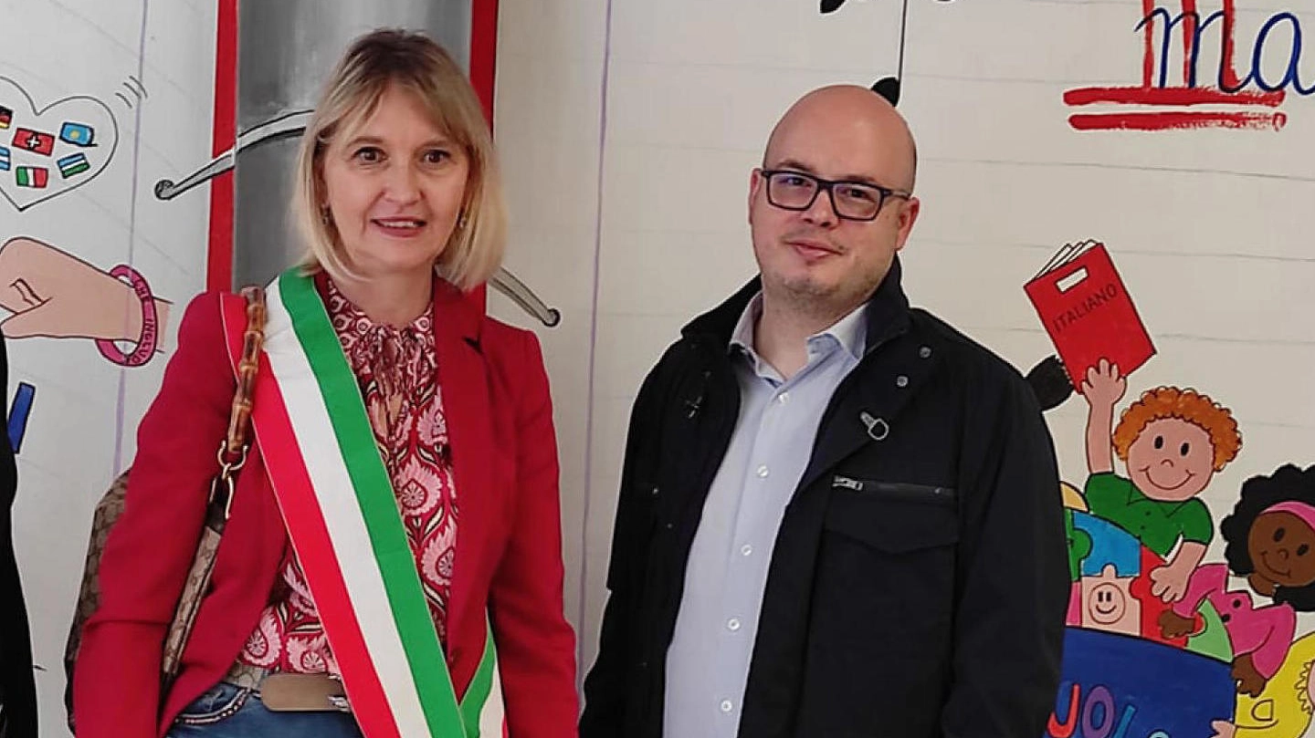 Ivonne Cosciotti, sindaca di Pioltello, e Alessandro Fanfoni, dirigente all’Iqbal Masih