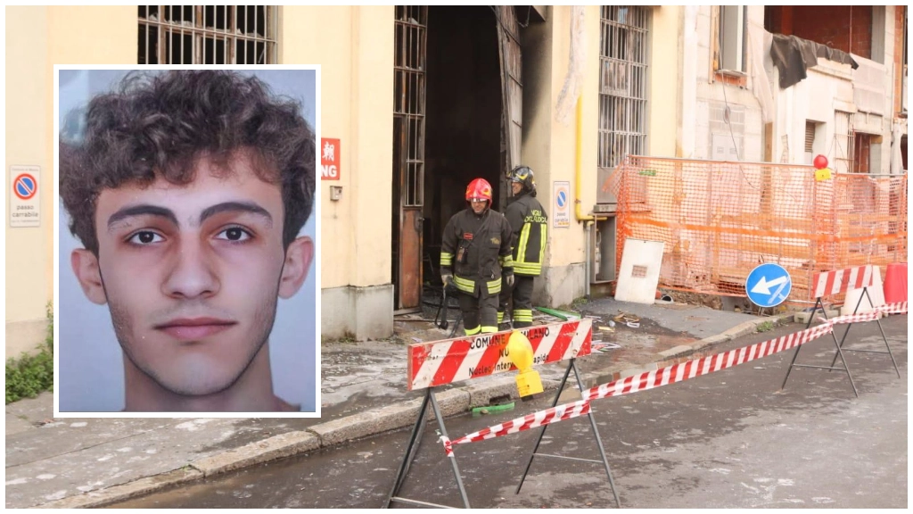 Lo showroom di via Cantoni andato a fuoco. Nel riquadro, l’identikit che circola nelle chat della comunità cinese Lo showroom di via Cantoni andato a fuoco. Nel riquadro, l’identikit che circola nelle chat della comunità cinese