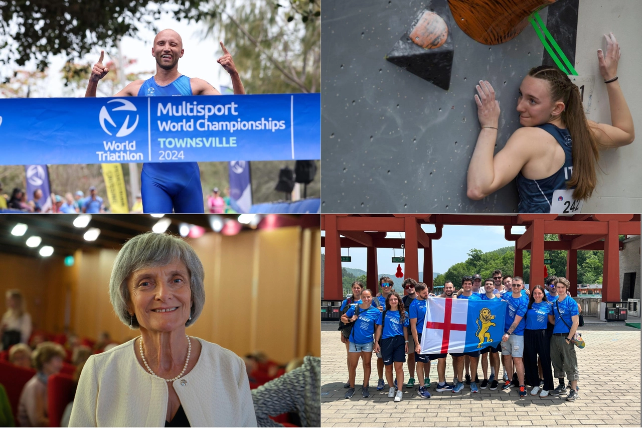 Dall'alto in senso orario Micherle Bonacina, Alice Marcelli, Adriana Baruffini e la squadra della Canottieri Lecco Canoa-Canottaggio Dragon Boat