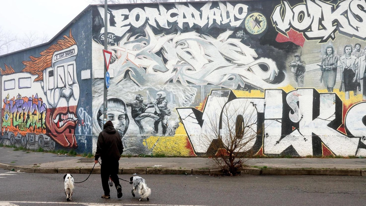 I murales lungo i muri del centro sociale Leoncavallo di via Watteau, occupato abusivamente dal 1995 I murales lungo i muri del centro sociale Leoncavallo di via Watteau, occupato abusivamente dal 1995