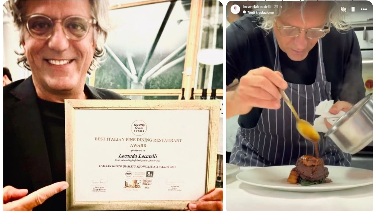 Lo chef Giorgio Locatelli e la targa di 'Locanda Locatelli'. A destra, invece, lo chef all'opera l'ultimo giorno prima di chiudere il locale (Foto e frame video Instagram) Lo chef Giorgio Locatelli e la targa di 'Locanda Locatelli'. A destra, invece, lo chef all'opera l'ultimo giorno prima di chiudere il locale (Foto e frame video Instagram)
