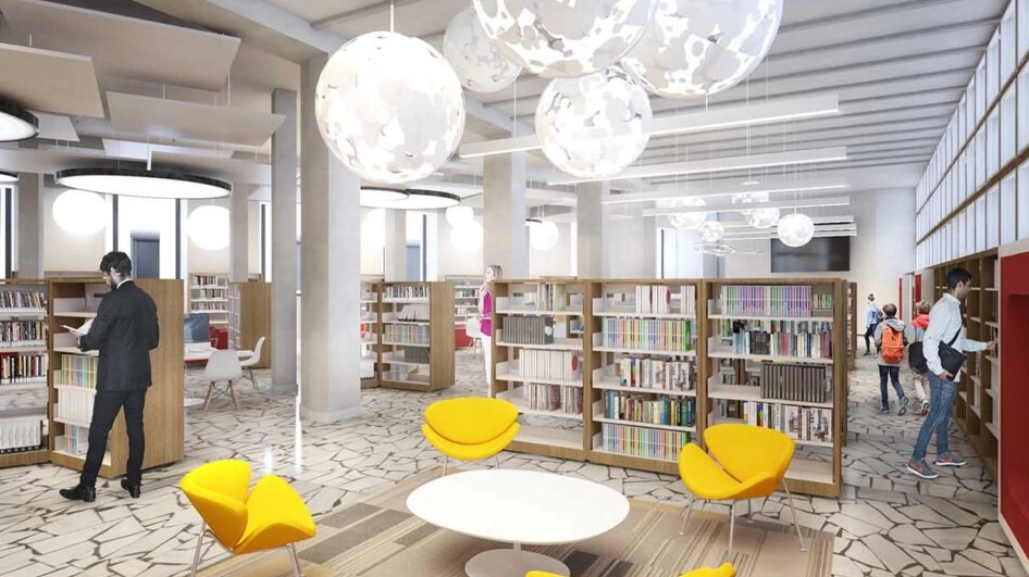 Un allestimento artistico all'interno della Biblioteca Sormani, sede principale del sistema bibliotecario milanese Un allestimento artistico all'interno della Biblioteca Sormani, sede principale del sistema bibliotecario milanese