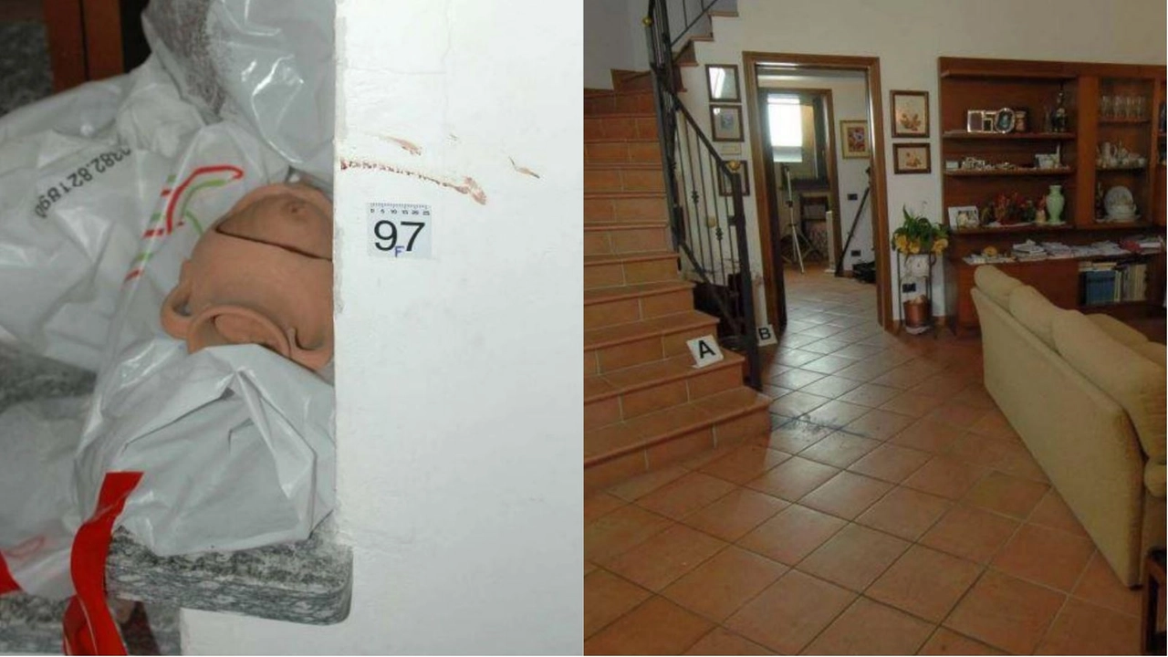 L'impronta 97F sul muro della casa di Garlasco e una delle prime foto scattate dai carabinieri nella villetta di Garlasco dopo il delitto di Chiara Poggi L'impronta 97F sul muro della casa di Garlasco e una delle prime foto scattate dai carabinieri nella villetta di Garlasco dopo il delitto di Chiara Poggi