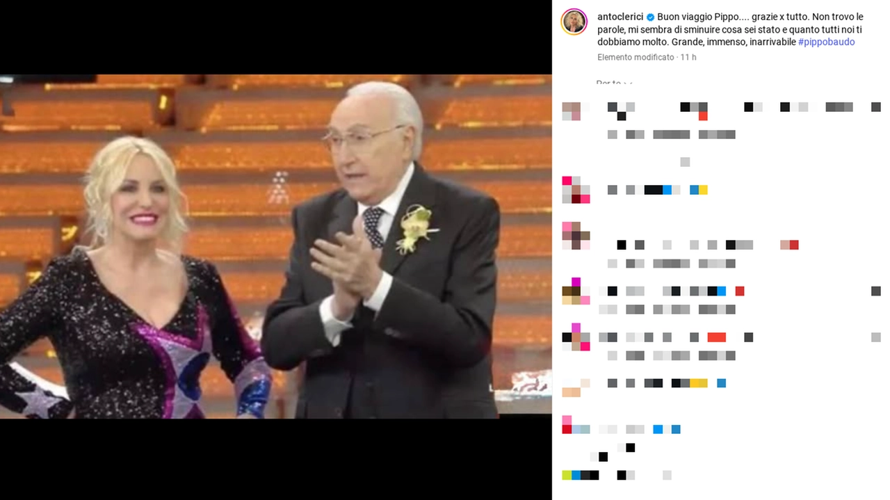 Il post Instagram di Antonella Clerici dedicato a Pippo Baudo