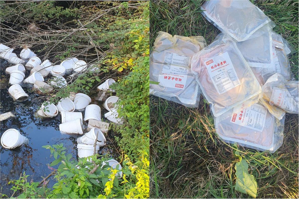 Scoperta maxi discarica abusiva a Zibido: 50 bidoni di cibo scaduto a due passi dal laghetto